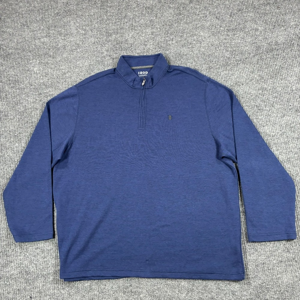 IZOD Luxury Classics Quarter Zip Pullover Blue Mens 2XLT Big Tall Long Sleeve